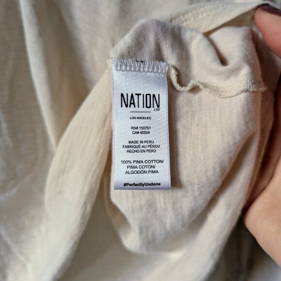 Nation LTD Arden Long Sleeve Blouse with Capped Shoulders in Parchment Size M - Picture 11 of 12